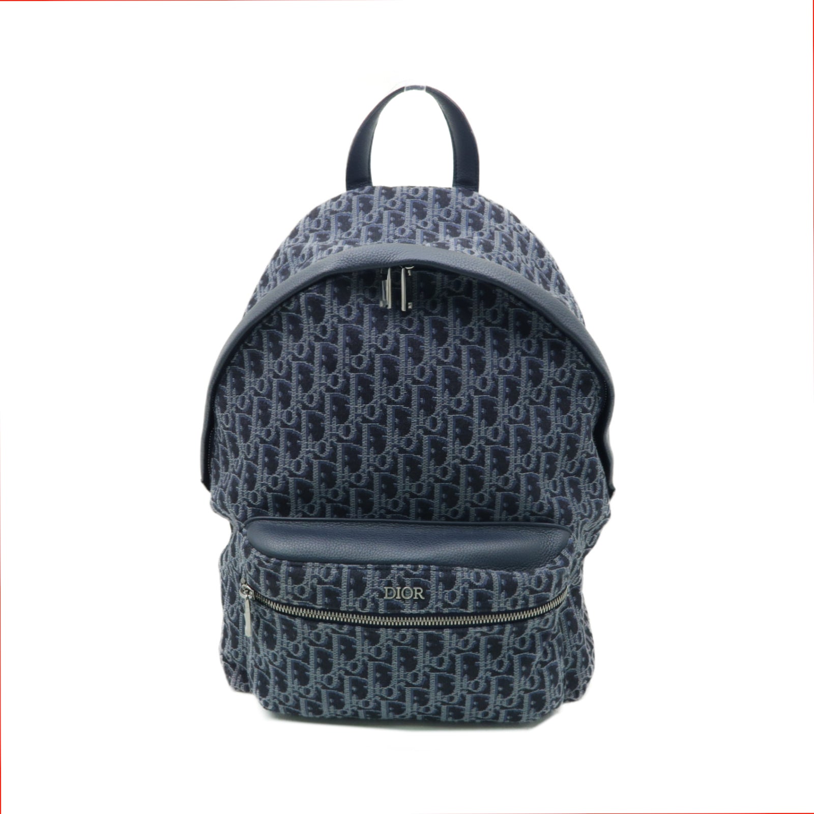 Dior 帆布Oblique Rider銀扣背包深藍色
