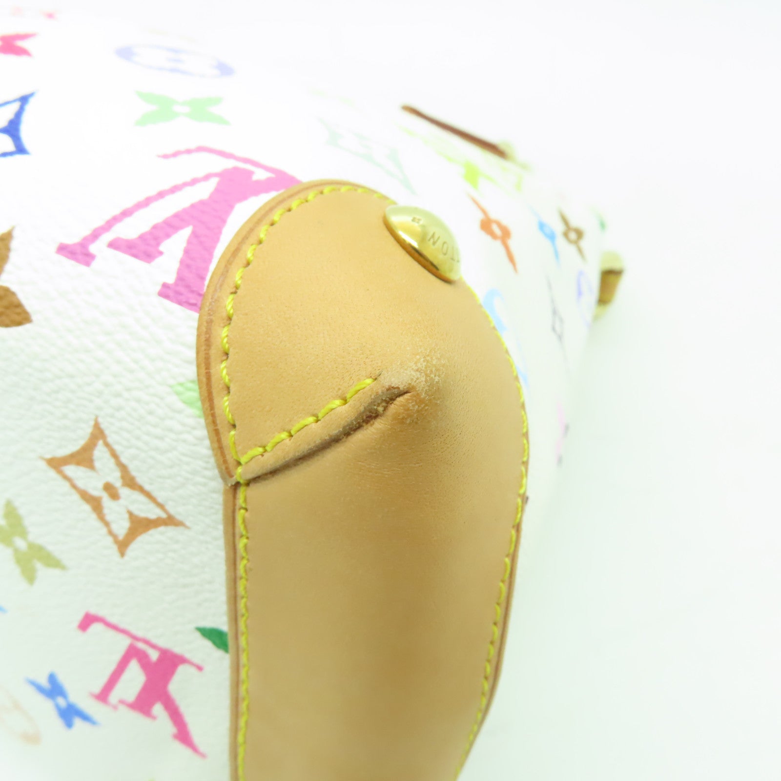 LOUIS VUITTON Monogram Multicolore Audra金扣手挽袋白色