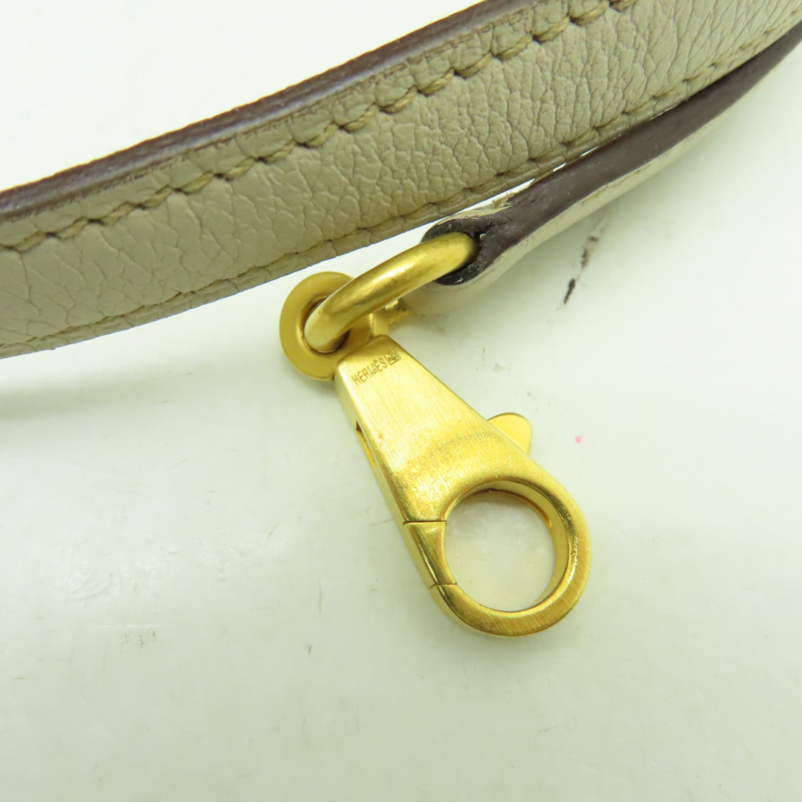 HERMES Clemence皮革Kelly 35金扣手挽肩背兩用袋啡色/米色