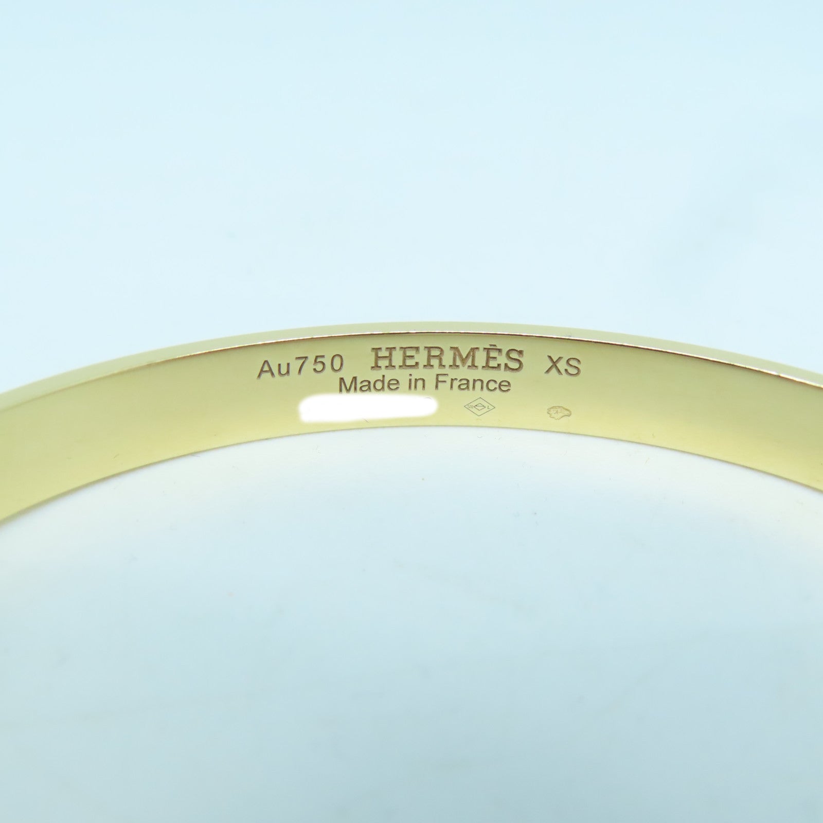 HERMES 18K黃金Collier De Chien Bracelet黑鑽石手鐲#14.5cm