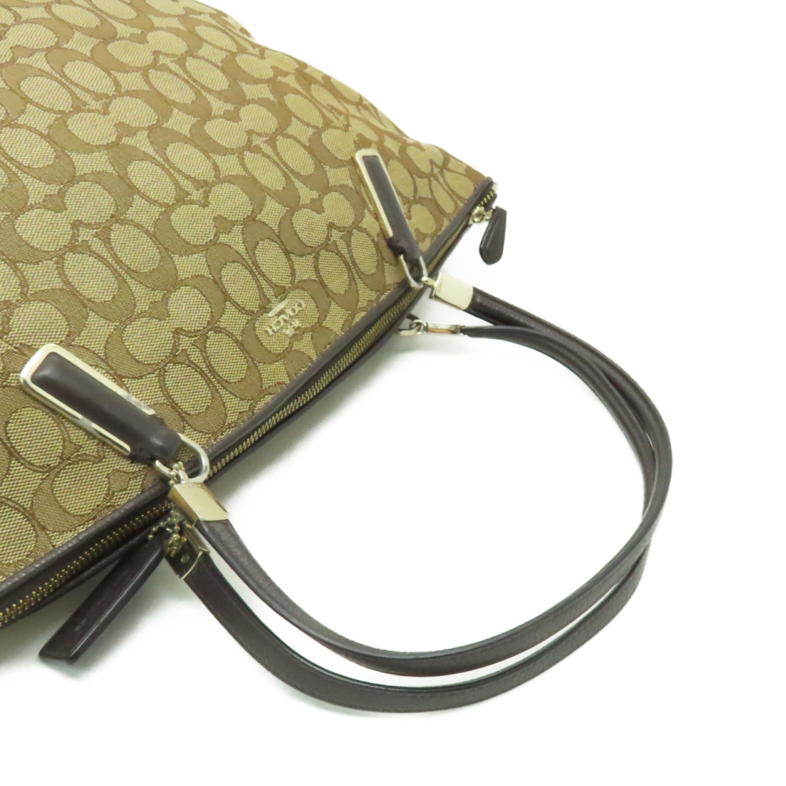 COACH 帆布Shoulder Bag金扣肩背袋棕色