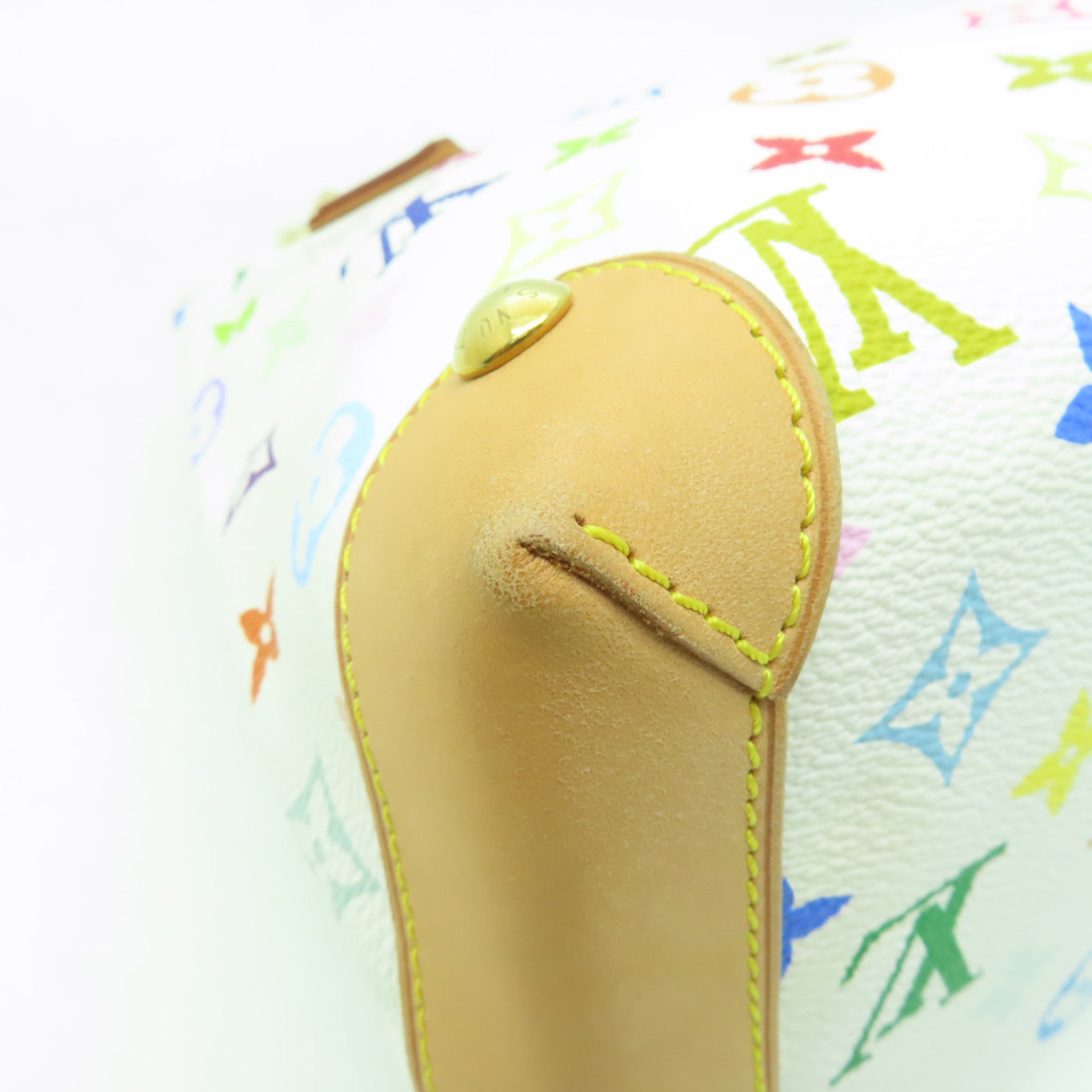 LOUIS VUITTON Monogram Multicolore Audra金扣手挽袋白色