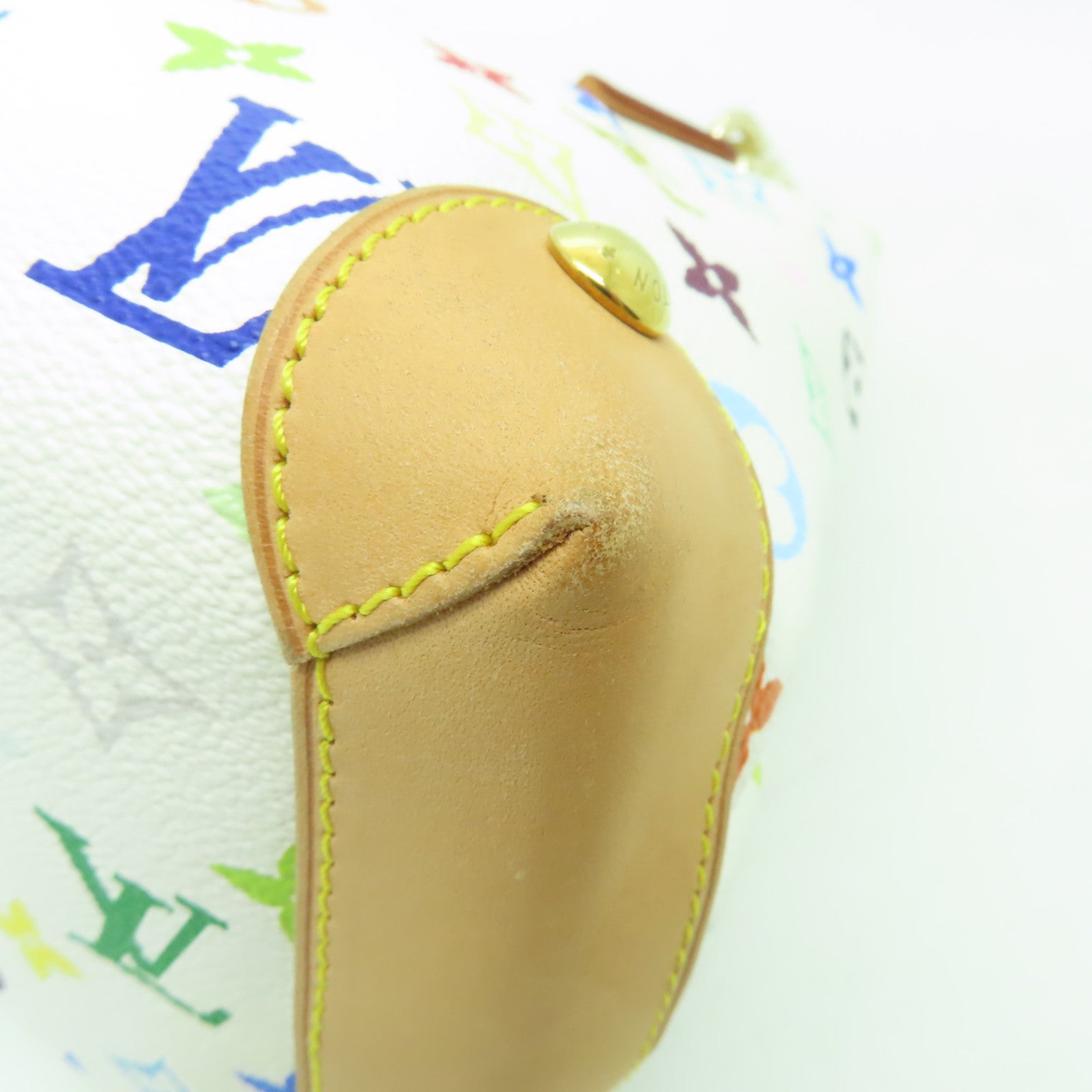 LOUIS VUITTON Monogram Multicolore Audra金扣手挽袋白色