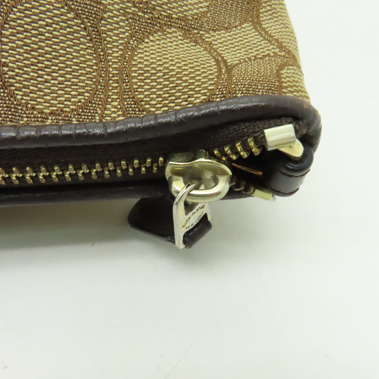 COACH 帆布Shoulder Bag金扣肩背袋棕色