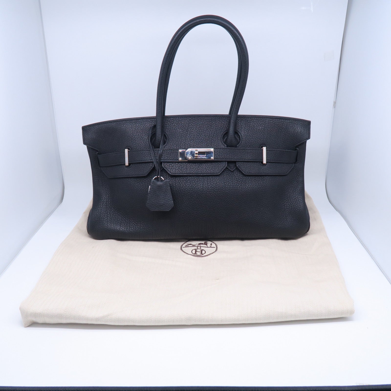 HERMES Togo皮革Shoulder Birkin銀扣肩背袋黑色