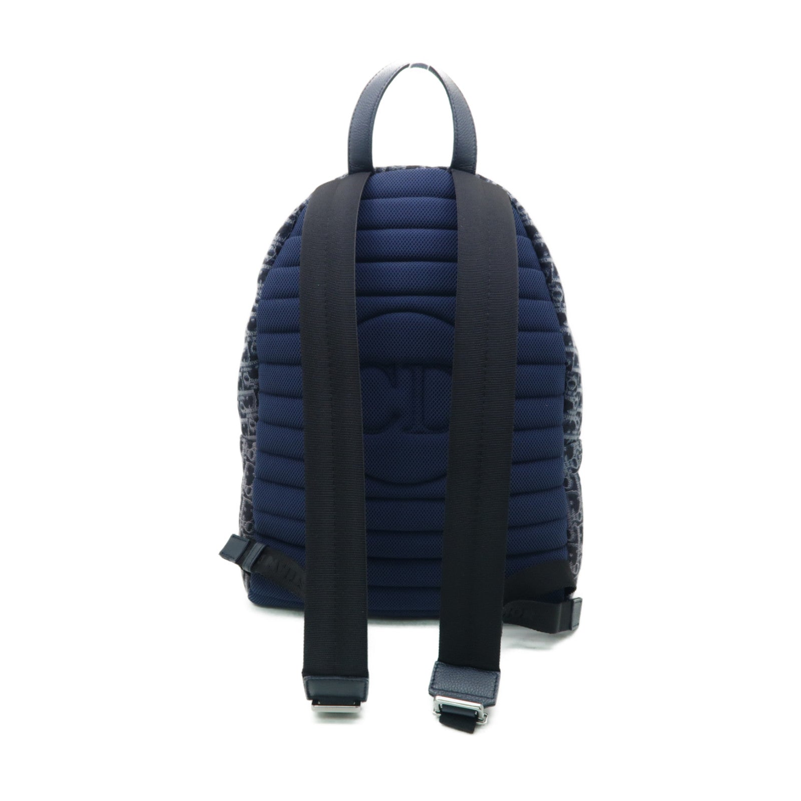 Dior 帆布Oblique Rider銀扣背包深藍色
