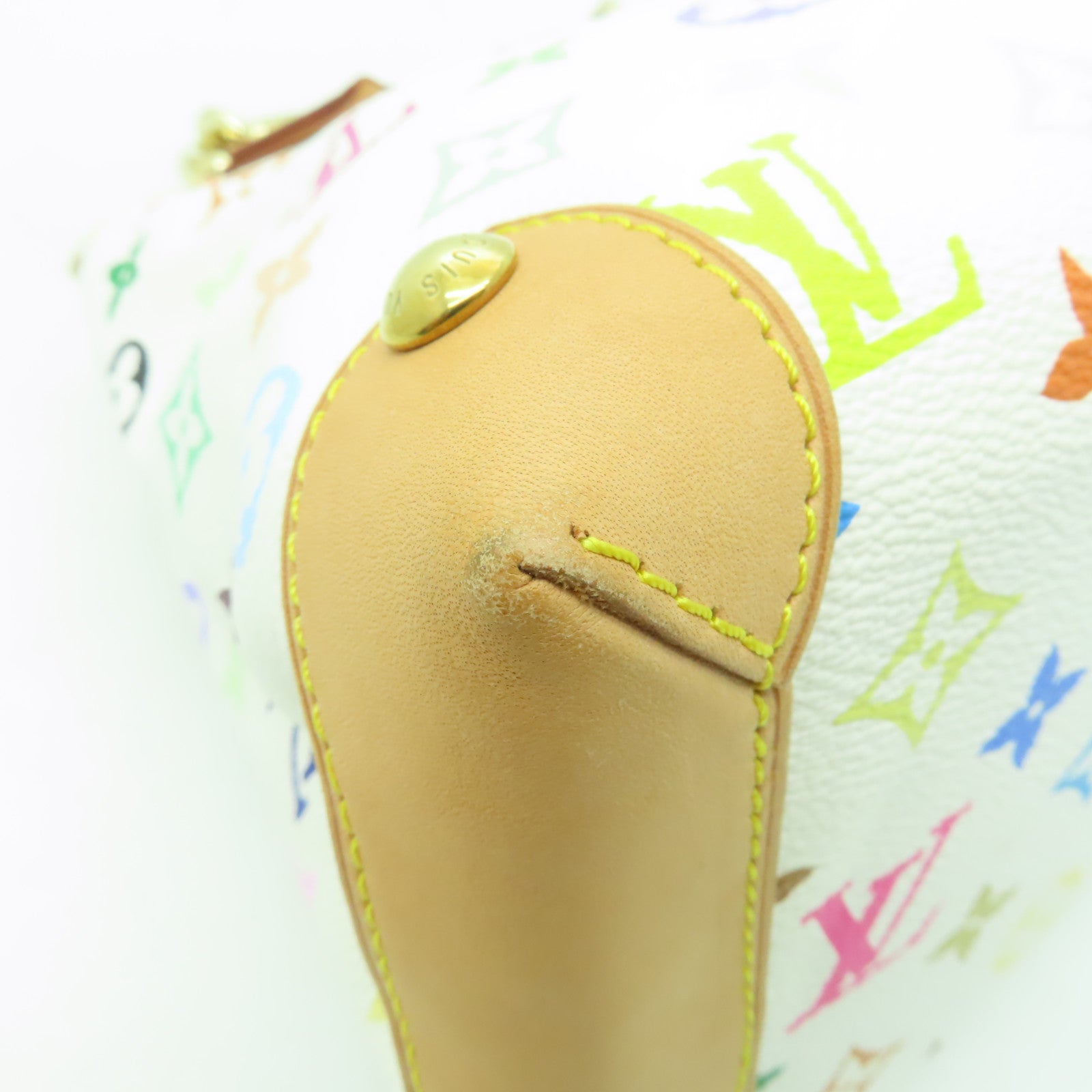 LOUIS VUITTON Monogram Multicolore Audra金扣手挽袋白色