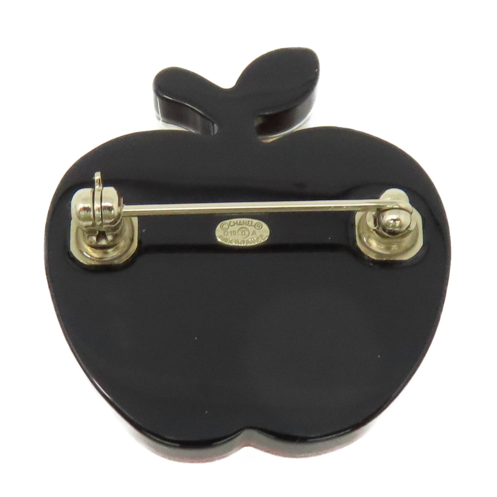 CHANEL PVC/樹脂Apple NY Brooch胸針黑色/紅色