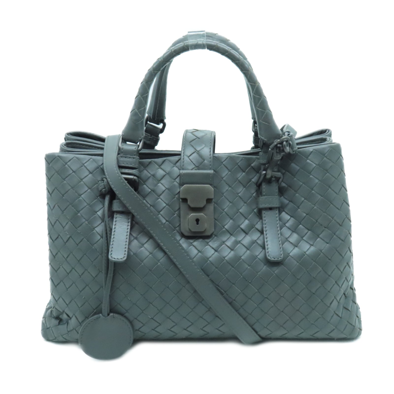 BOTTEGA VENETA 織紋皮革2 Way Shoulder手挽肩背兩用袋灰色