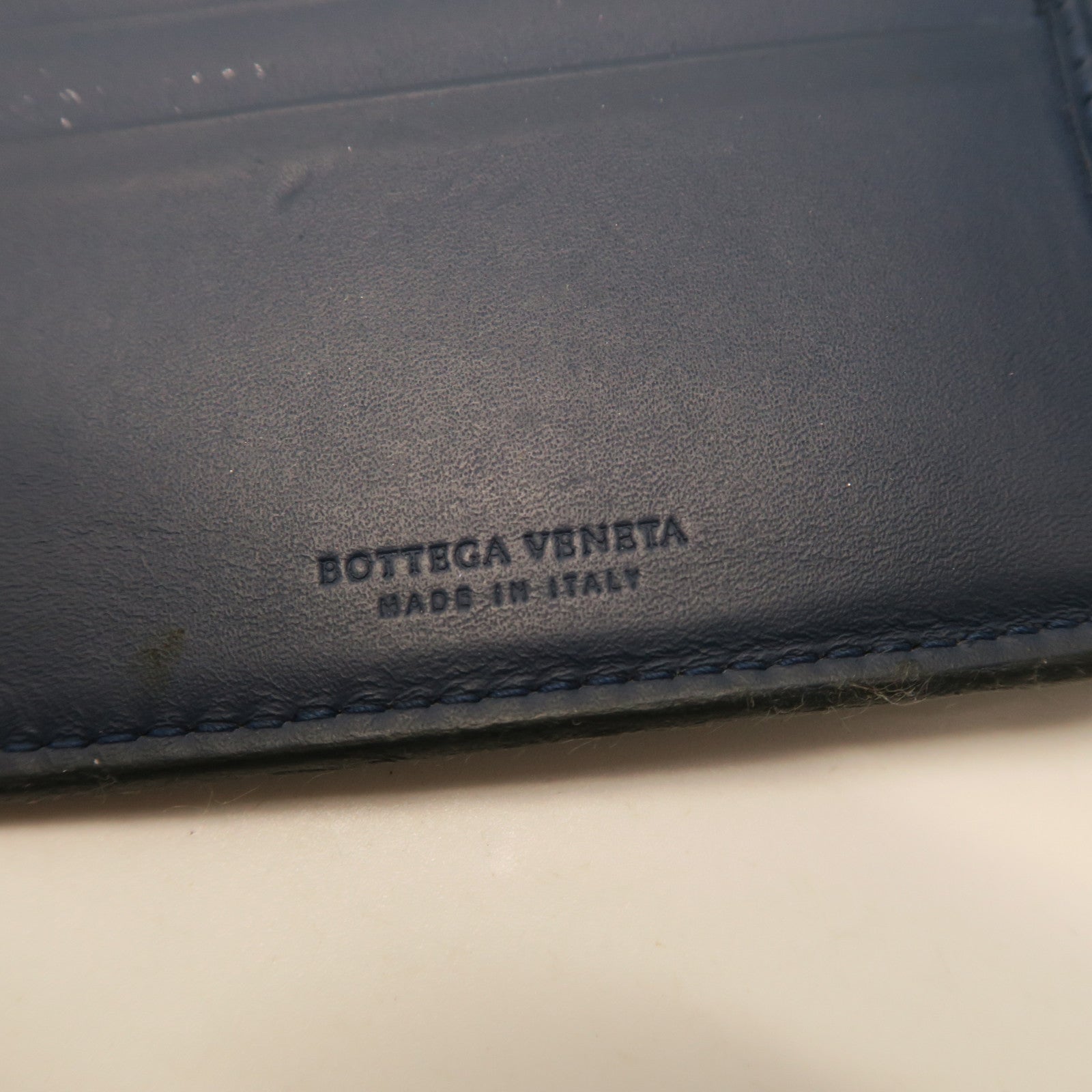 BOTTEGA VENETA Sheepskin Leather Wallet Blue