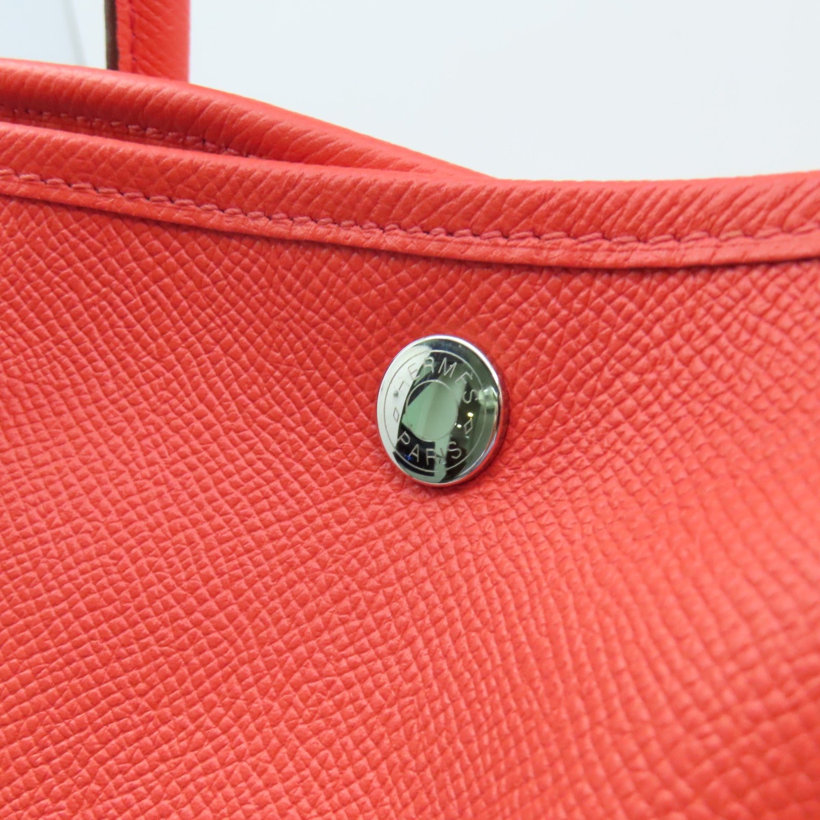 HERMES Veau Epsom皮革GardenParty PM銀扣手挽袋糖果紅色