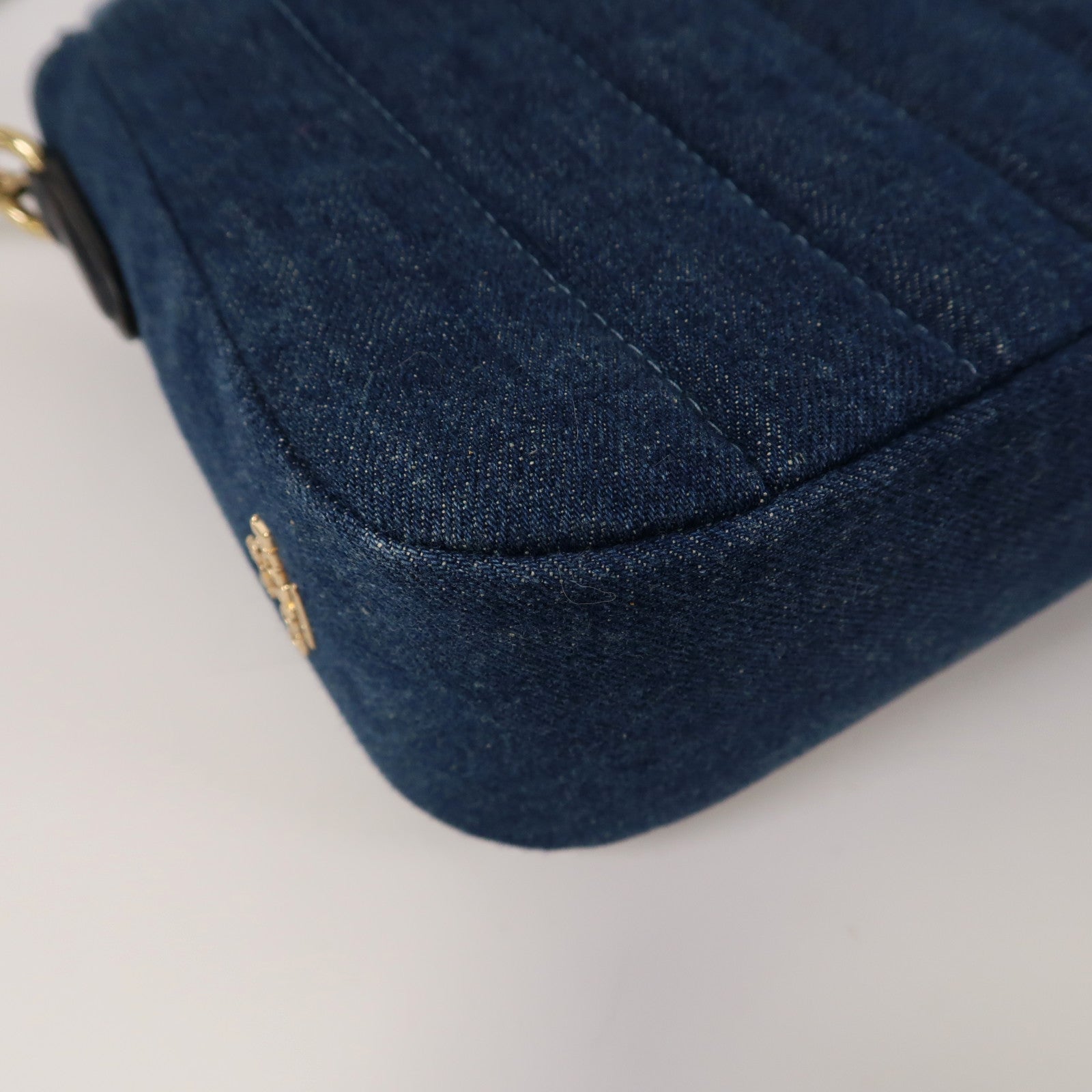 COACH 牛仔布Shoulder Bag金扣手挽肩背兩用袋藍色/黑色