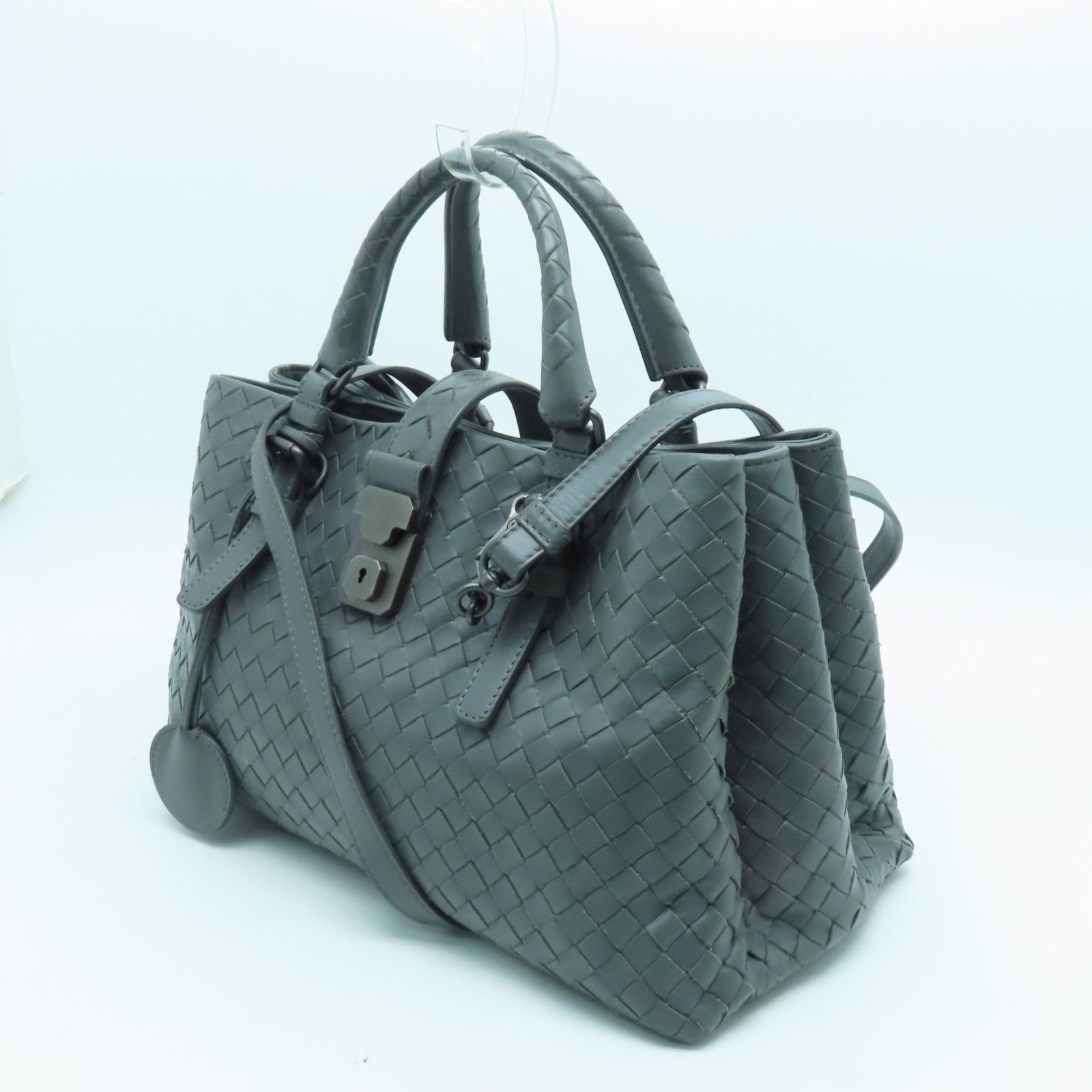 BOTTEGA VENETA 織紋皮革2 Way Shoulder手挽肩背兩用袋灰色