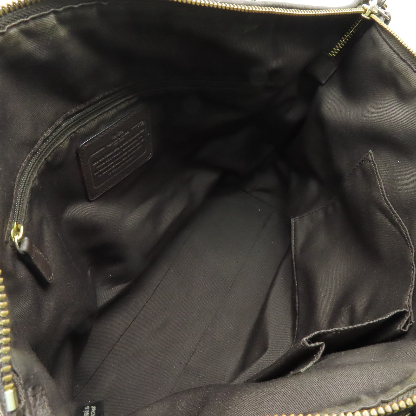 COACH 帆布Shoulder Bag金扣肩背袋棕色