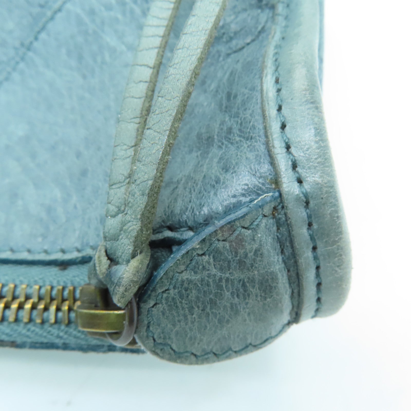 BALENCIAGA Sheepskin Leather The Work Gold Buckle Tote Bag Gray