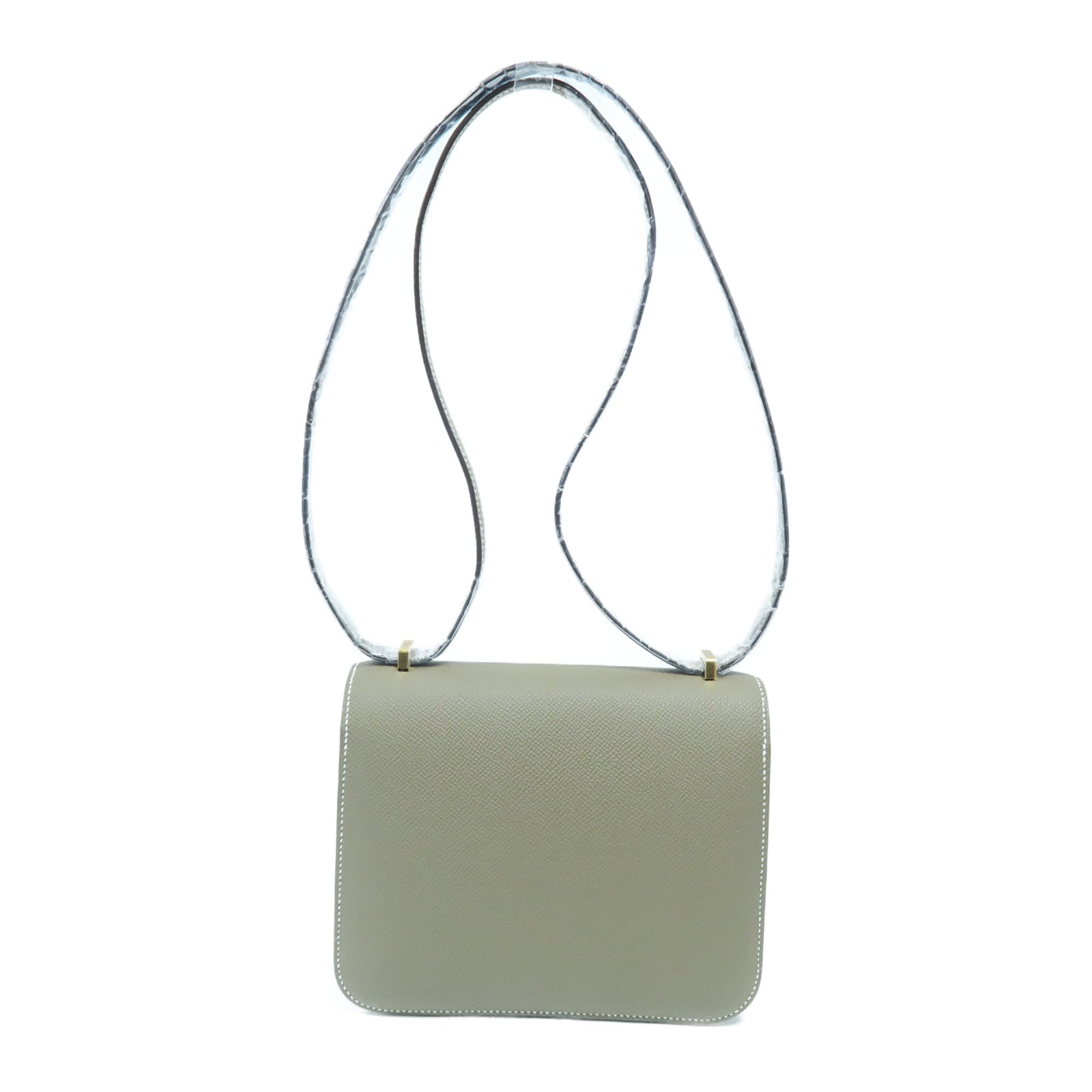 HERMES Epsom皮革Constance Mini金扣肩背袋Etoupe大象灰色