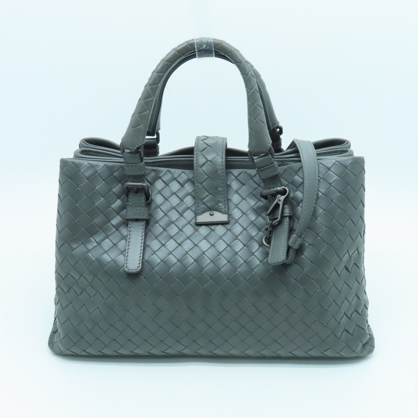 BOTTEGA VENETA 織紋皮革2 Way Shoulder手挽肩背兩用袋灰色