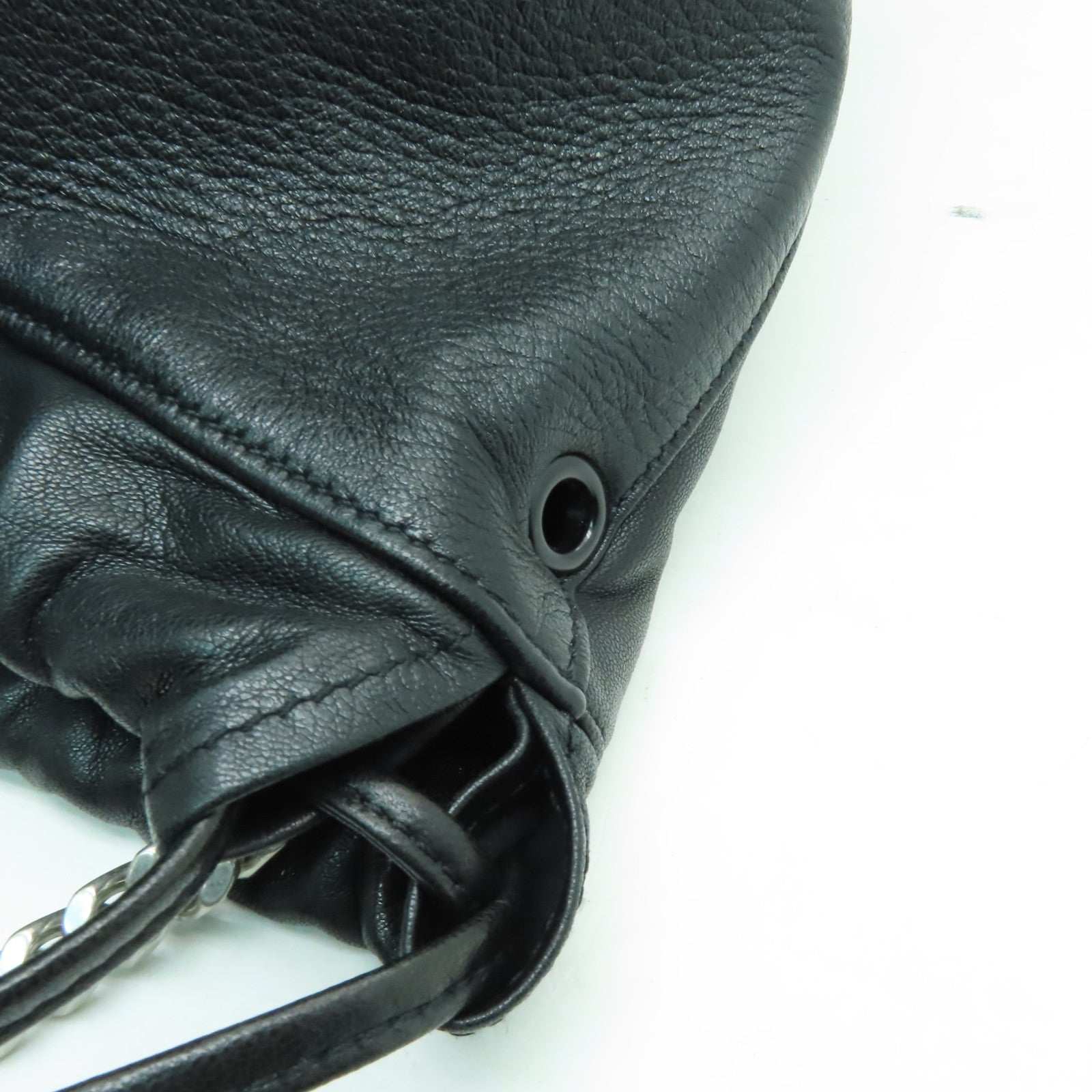 SAINT LAURENT 牛皮皮革Shoulder Bag銀扣鏈帶肩背袋黑色