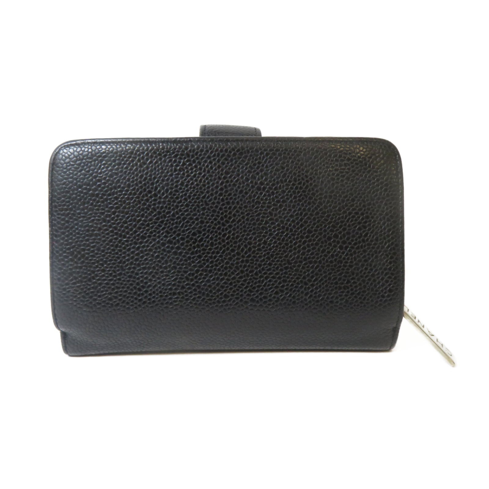 CHANEL 牛皮皮革Wallet銀扣錢包黑色