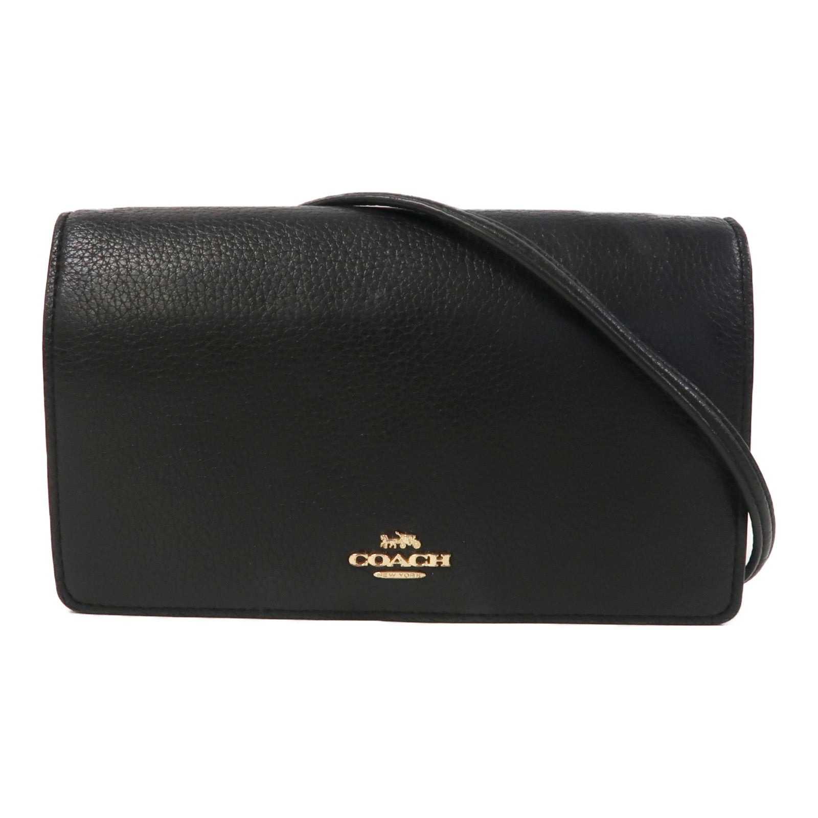 COACH 牛皮皮革Shoulder Bag金扣肩背袋黑色