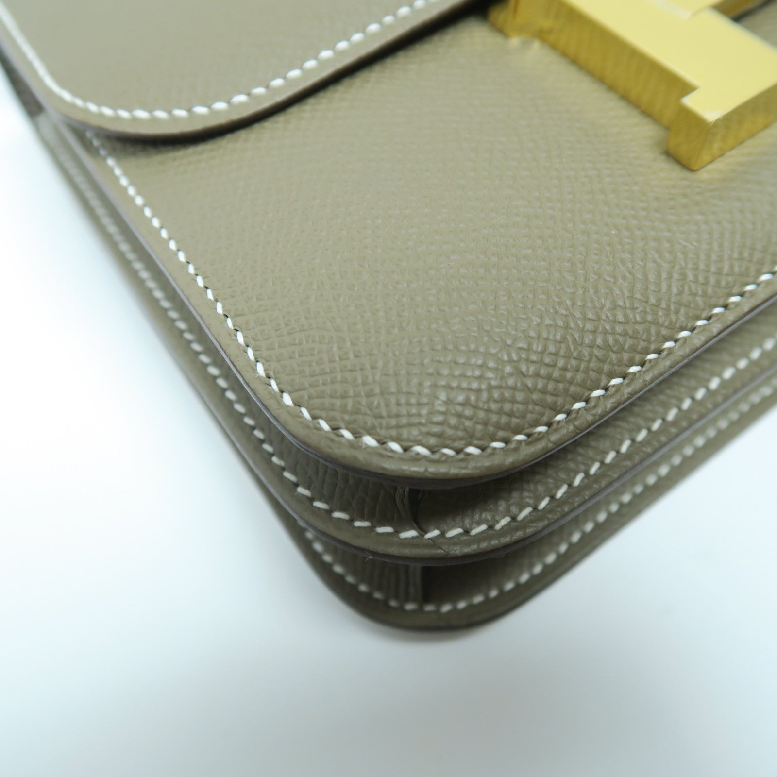 HERMES Epsom皮革Constance Mini金扣肩背袋Etoupe大象灰色