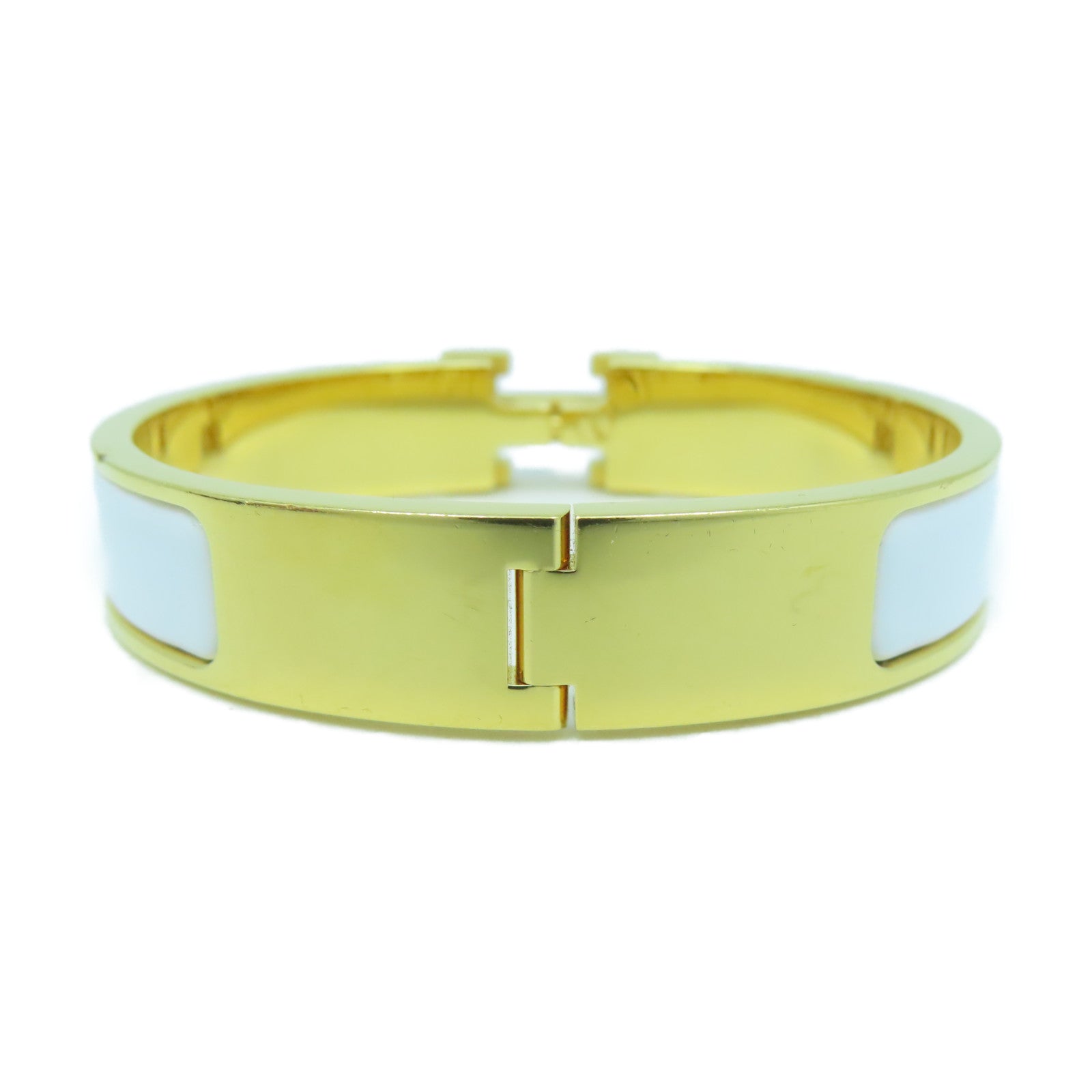 HERMES 金屬Clic-Clac H Bracelet手鐲白色/金色