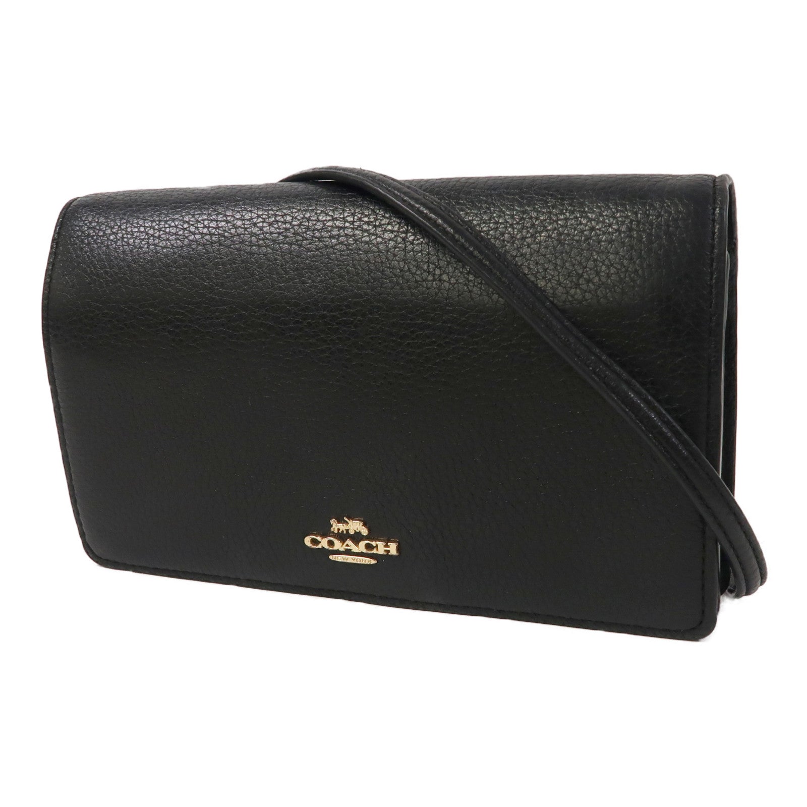 COACH 牛皮皮革Shoulder Bag金扣肩背袋黑色