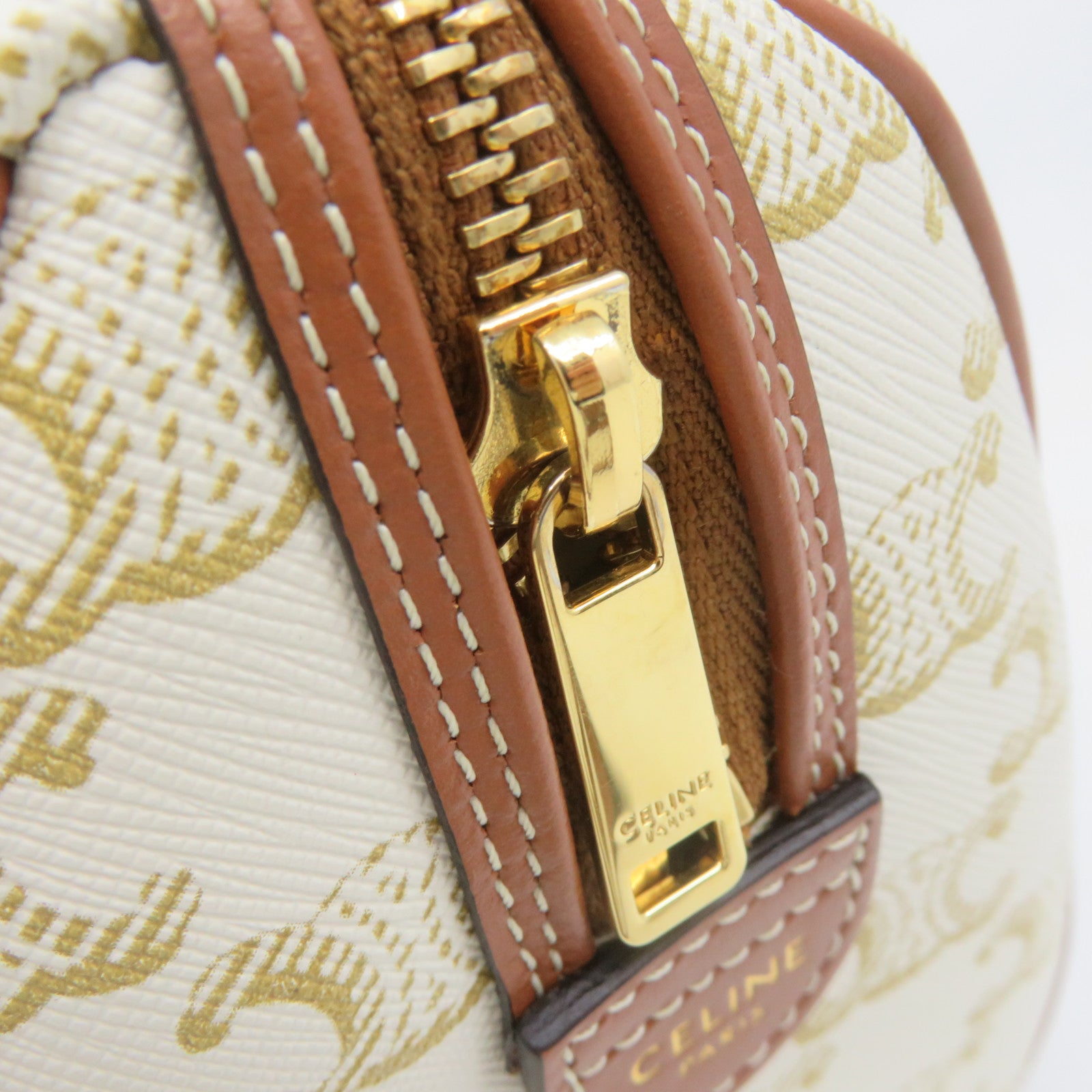 CELINE Coated Canvas Small Boston in Triomphe 2Way Hand Bag Beige/Brown