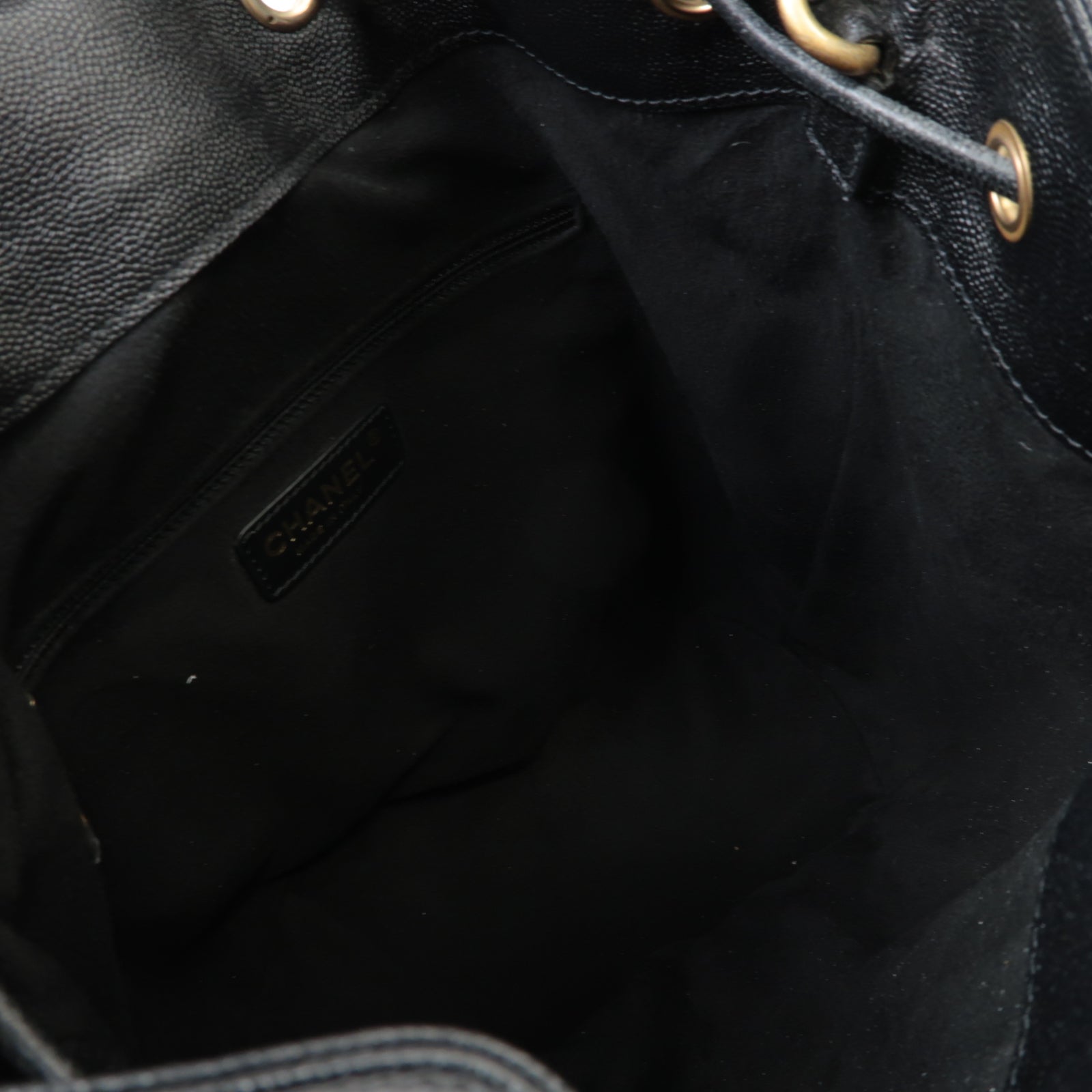 CHANEL Caviar皮革Chain Shoulder金扣鏈帶肩背袋黑色