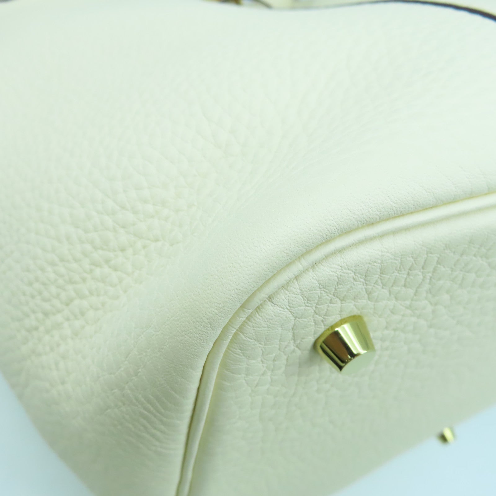 HERMES 【激減優惠】Clemence皮革Picotin MM金扣手挽袋奶油白色