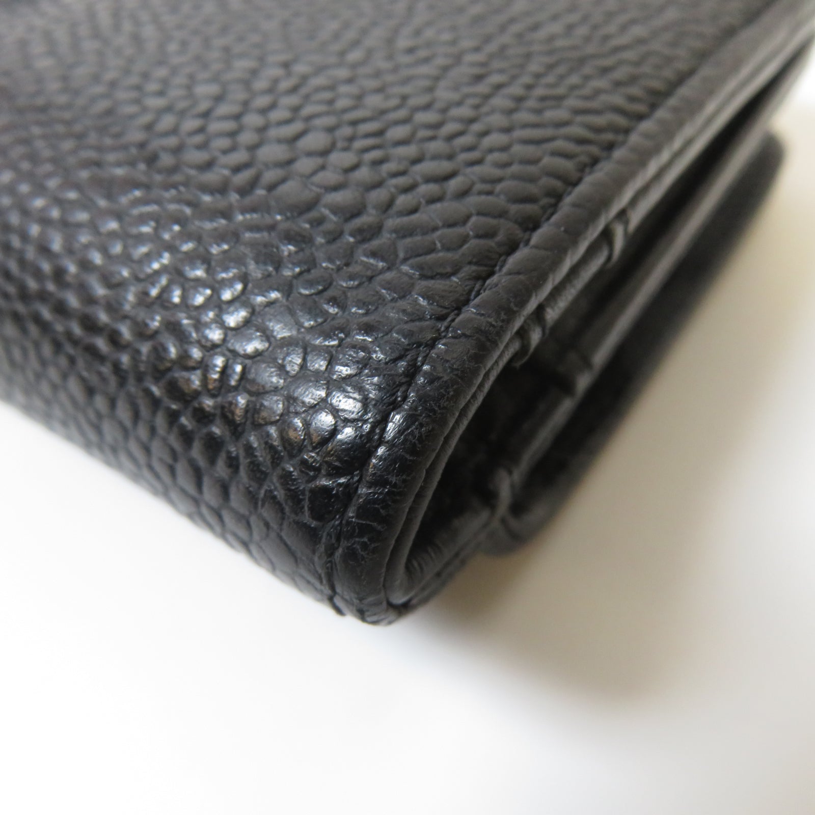 CHANEL 牛皮皮革Wallet銀扣錢包黑色