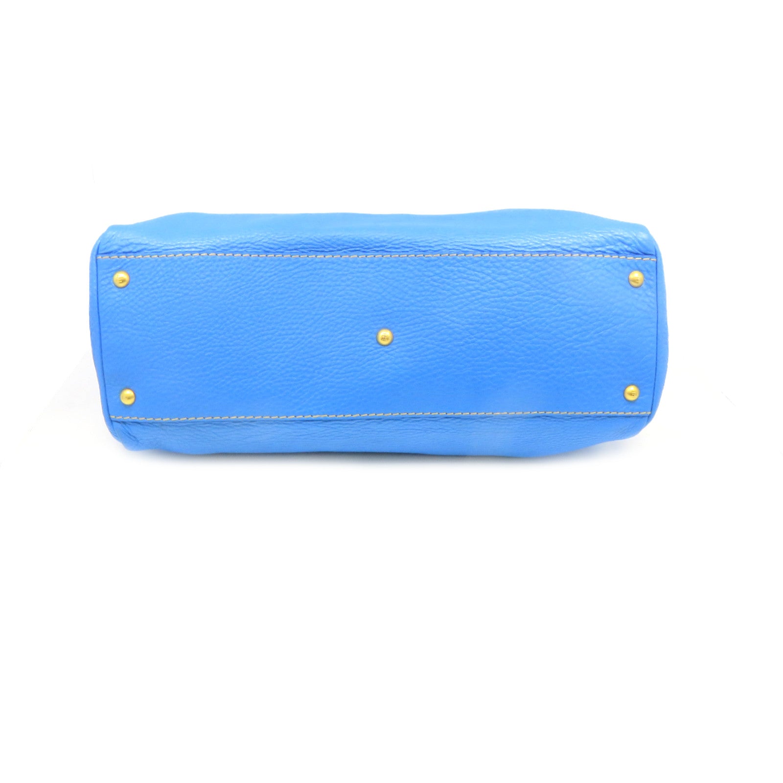FENDI 牛皮皮革Peekaboo 2Way Shoulder Bag金扣手挽肩背两用袋蓝色