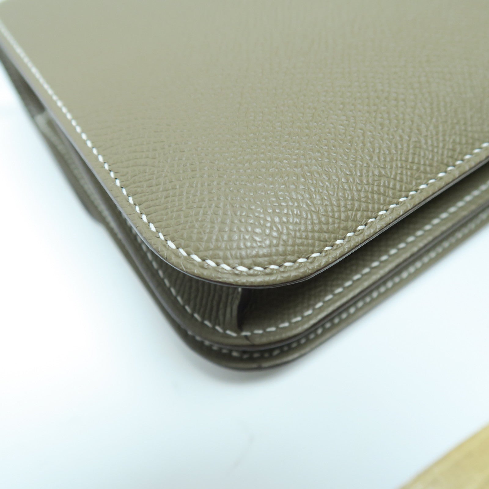 HERMES Epsom皮革Constance Mini金扣肩背袋Etoupe大象灰色