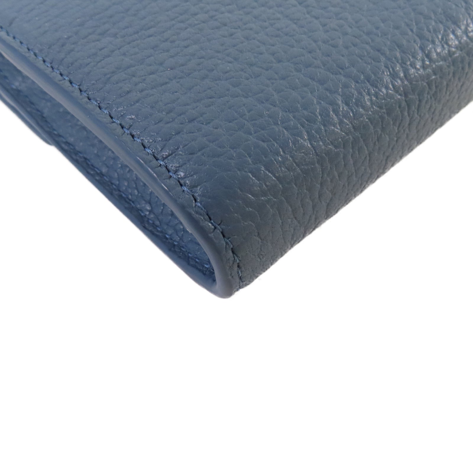 MCM 牛皮皮革Wallet Chain Shoulder Bag銀扣鏈帶肩背袋藍色