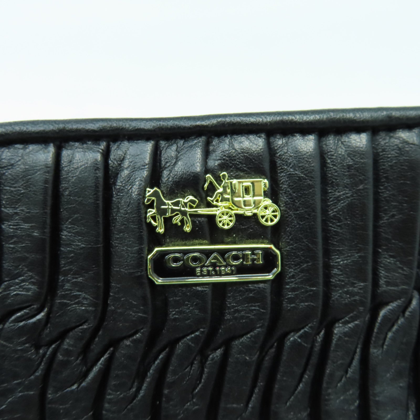 COACH 【激減優惠】皮革Clutch金扣手拿包黑色