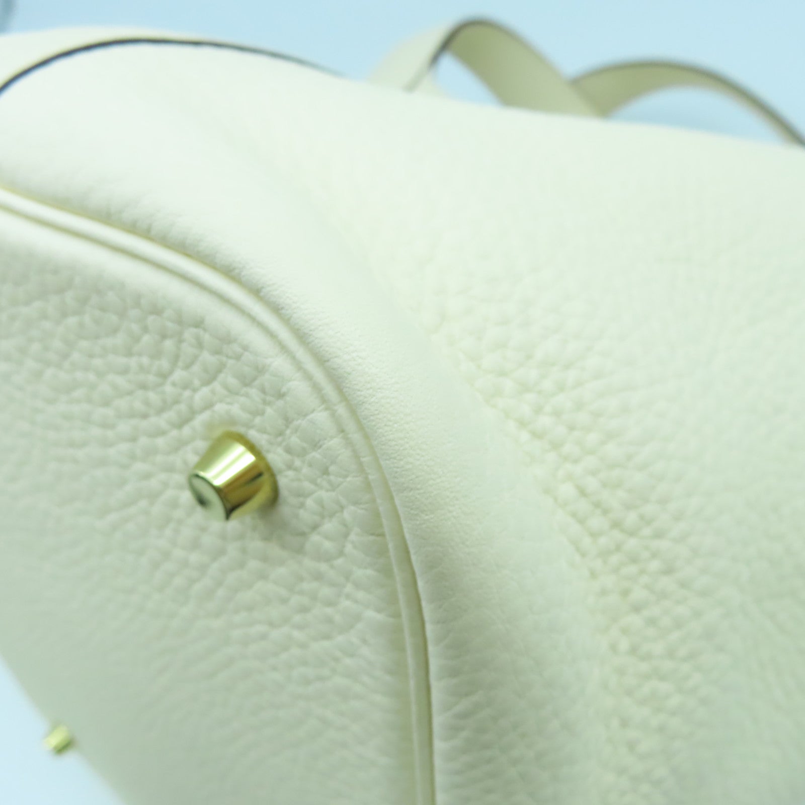 HERMES 【激減優惠】Clemence皮革Picotin MM金扣手挽袋奶油白色