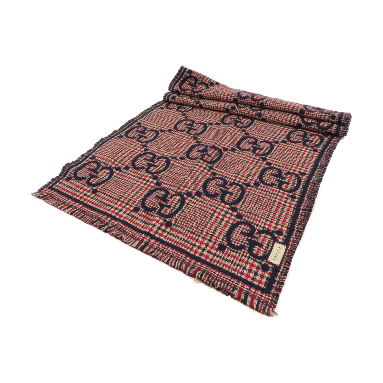GUCCI 羊毛Scarf圍巾紅色/藍色