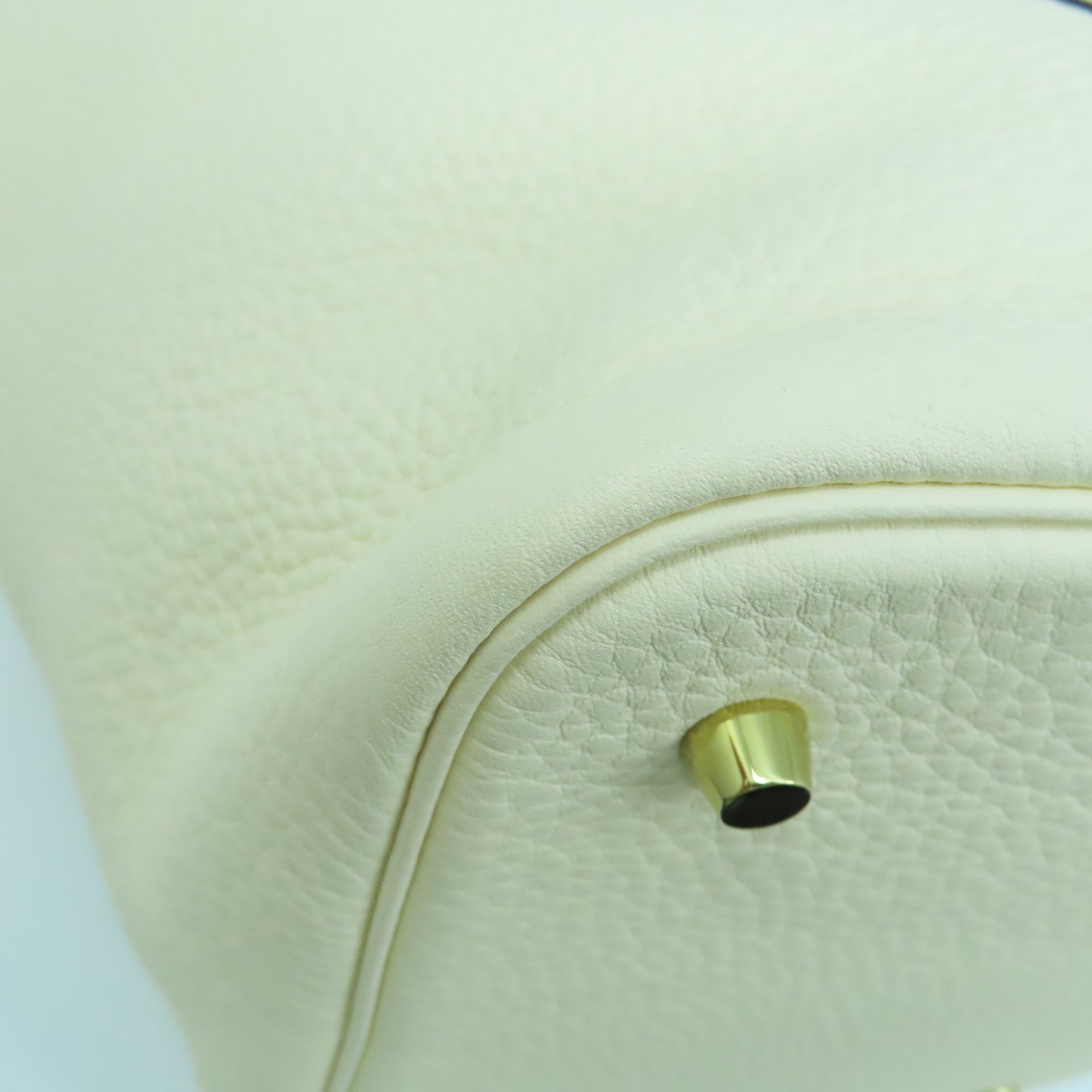 HERMES 【激減優惠】Clemence皮革Picotin MM金扣手挽袋奶油白色
