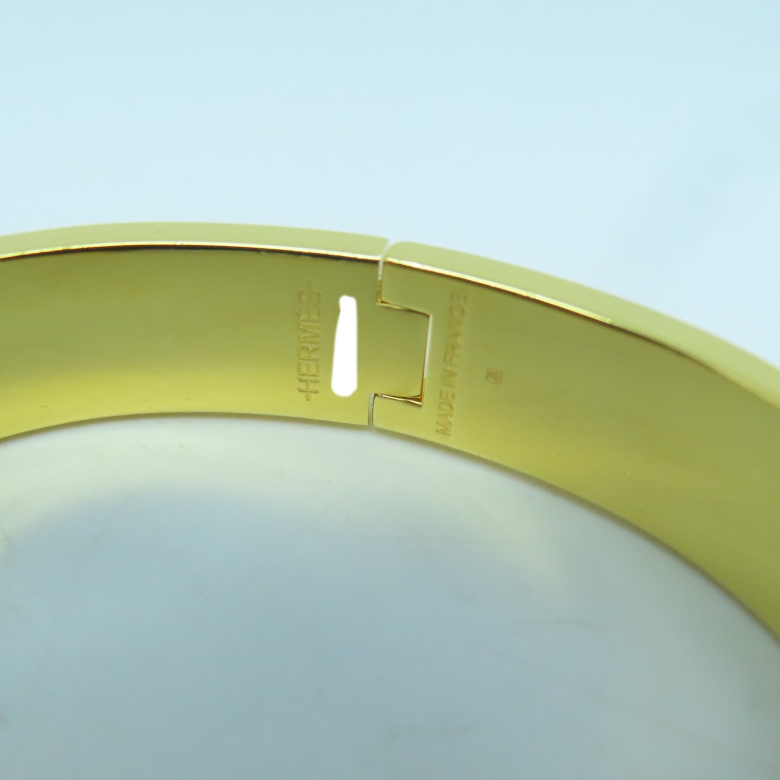 HERMES 金屬Clic-Clac H Bracelet手鐲白色/金色