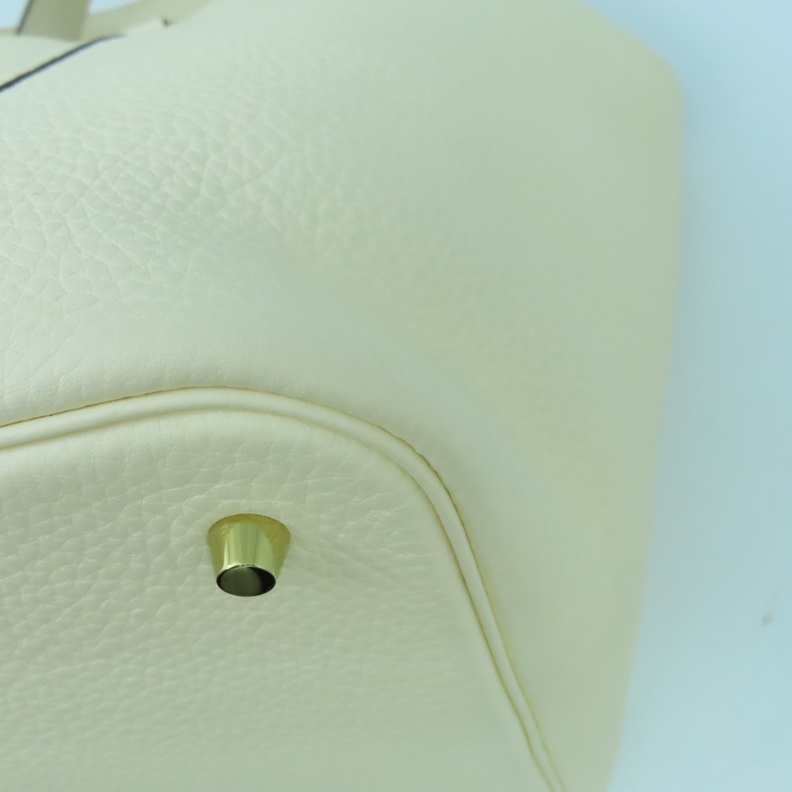 HERMES 【激減優惠】Clemence皮革Picotin MM金扣手挽袋奶油白色