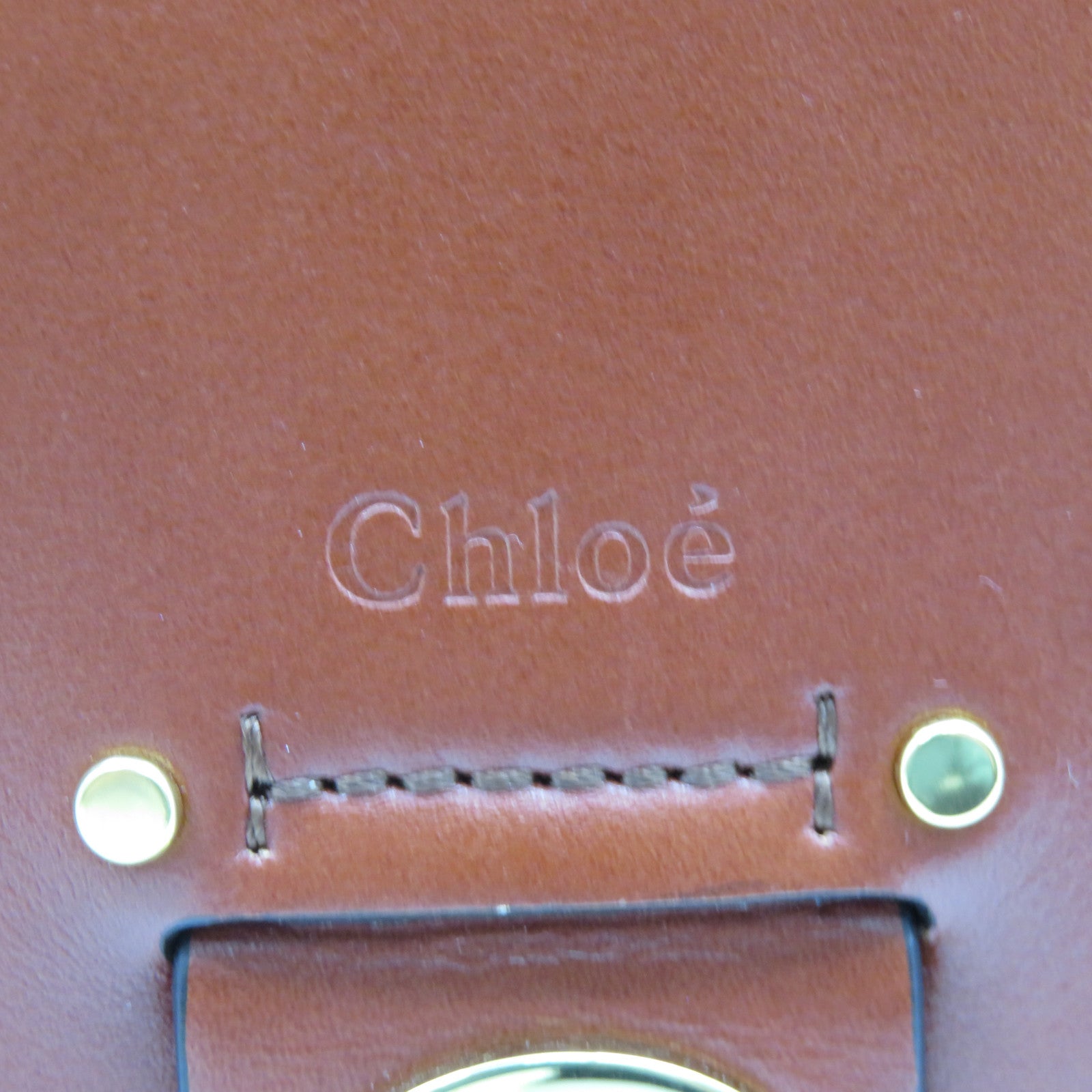 Chloe 牛皮皮革Tess金扣/銀扣手挽肩背兩用袋啡色