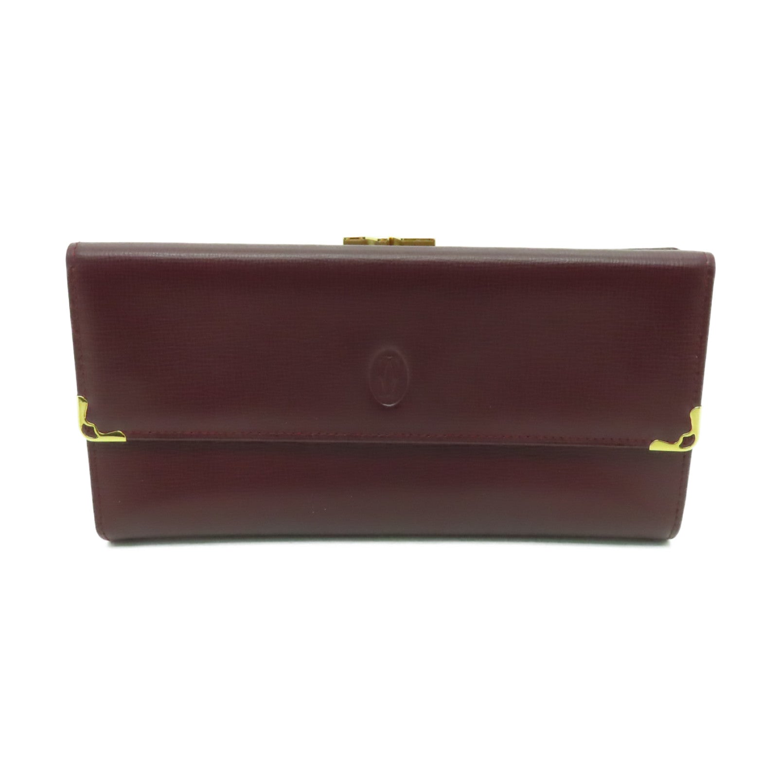 CARTIER 牛皮皮革Wallet金扣長錢包酒紅色