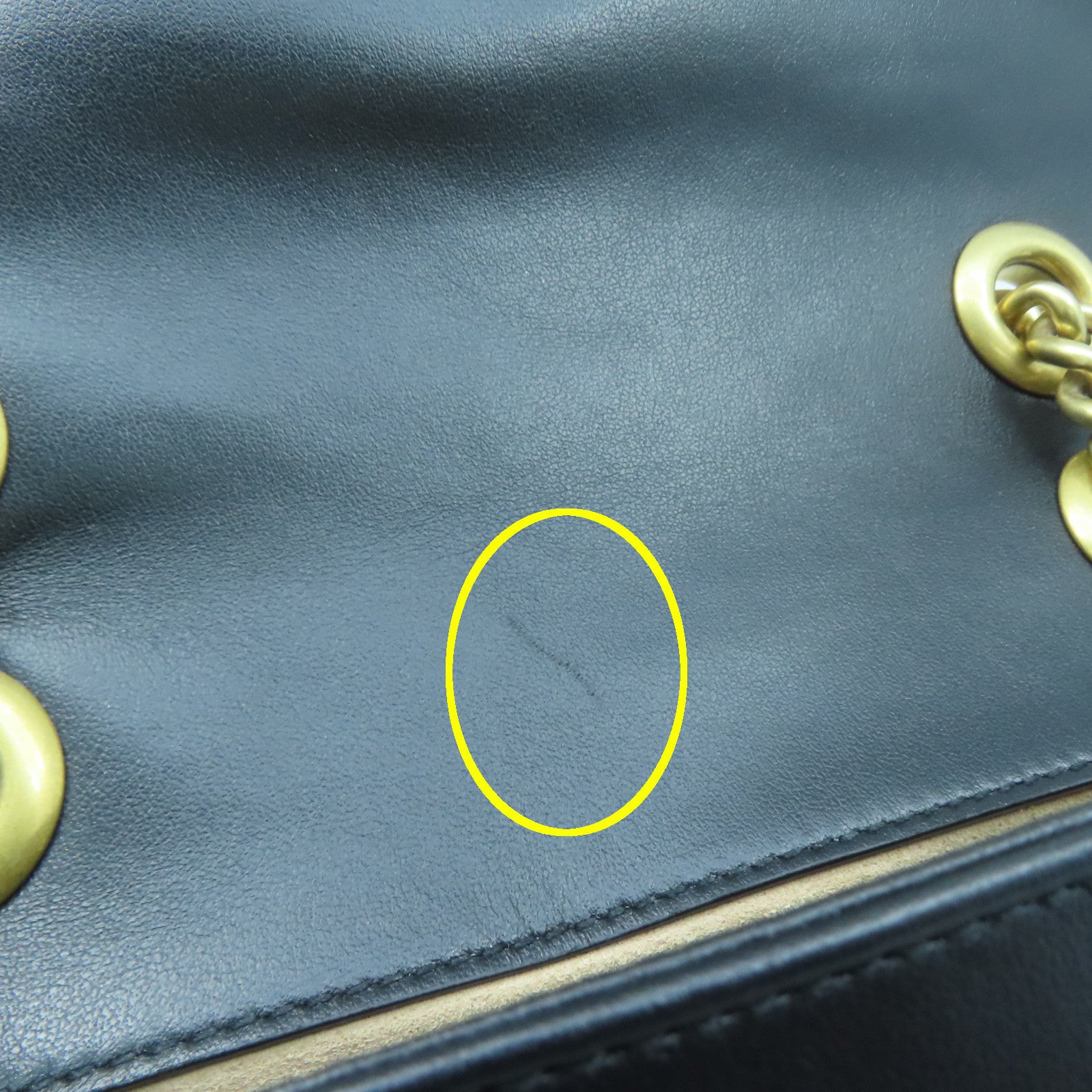 GUCCI cowhide leather GG Marmont gold buckle chain shoulder bag black