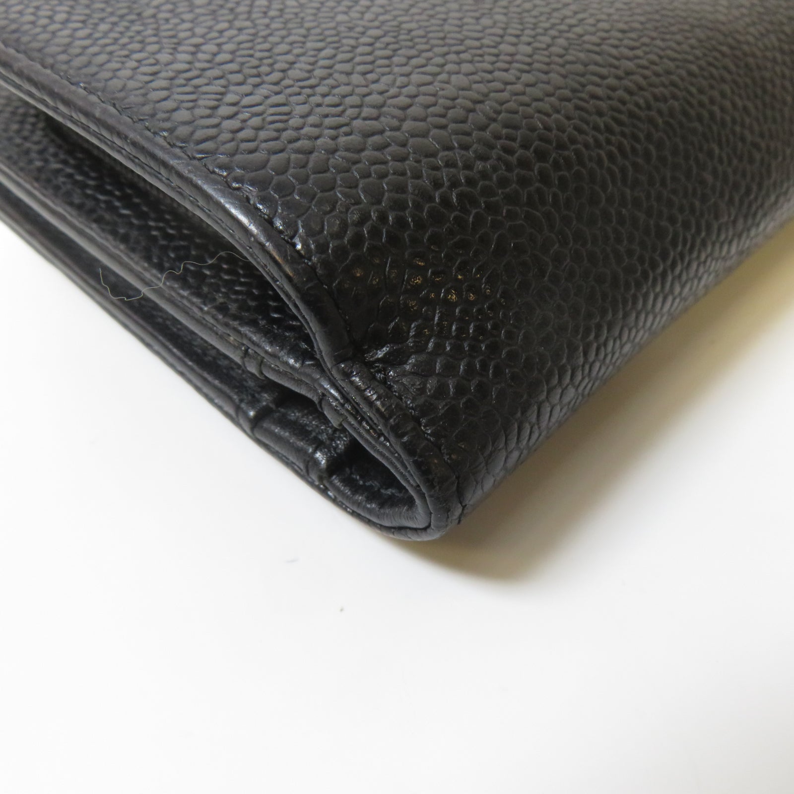 CHANEL 牛皮皮革Wallet銀扣錢包黑色