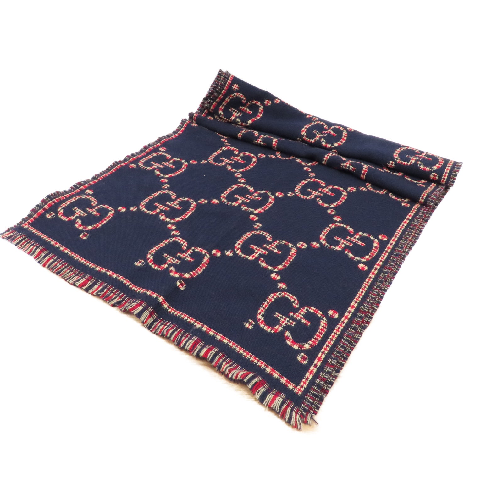 GUCCI 羊毛Scarf圍巾紅色/藍色