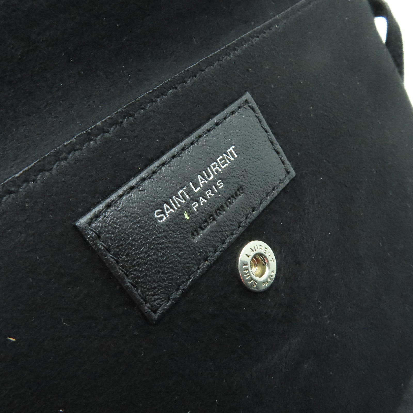 SAINT LAURENT 牛皮皮革Shoulder Bag銀扣鏈帶肩背袋黑色