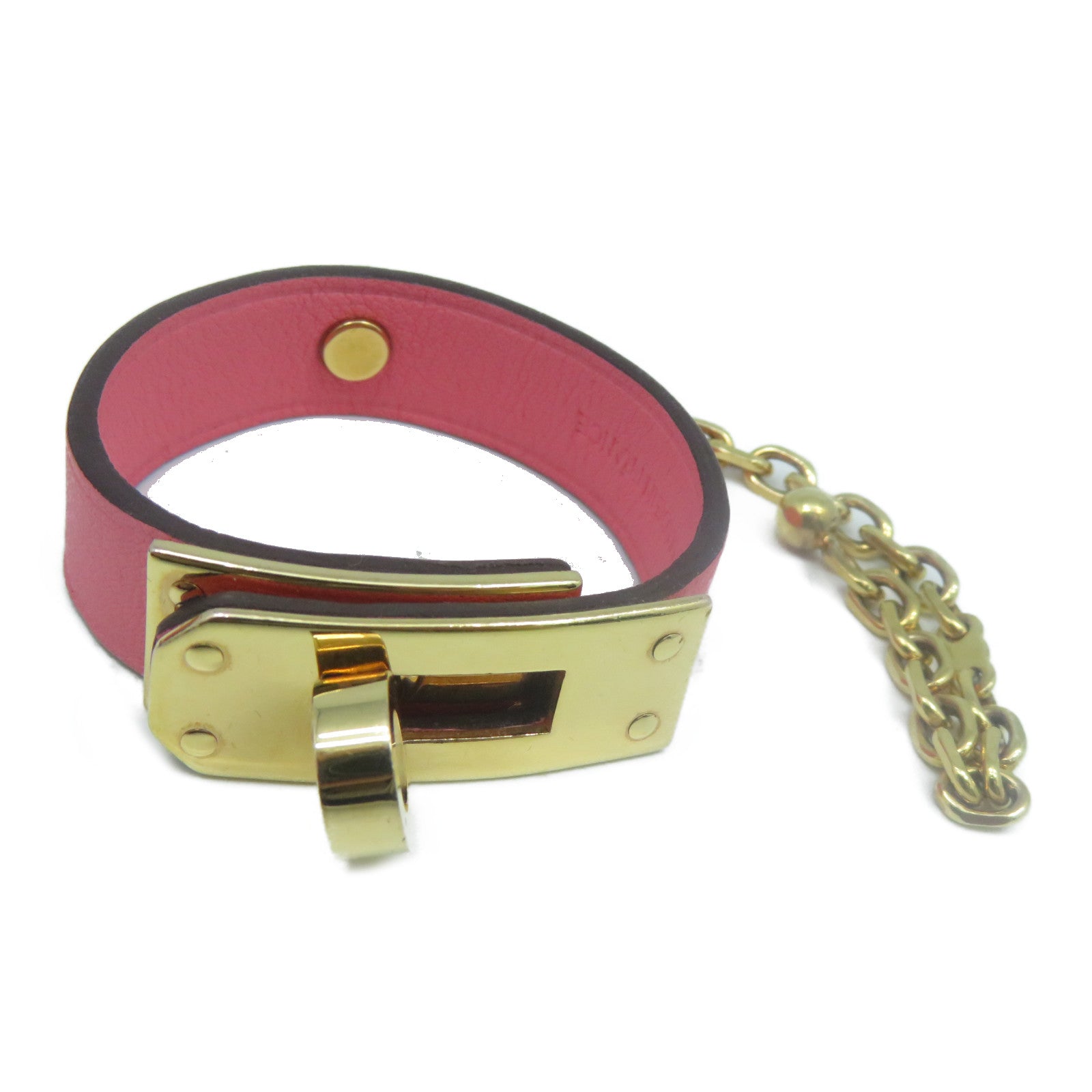 HERMES Swift皮革Pince A Gants Kelly金扣掛飾粉紅色