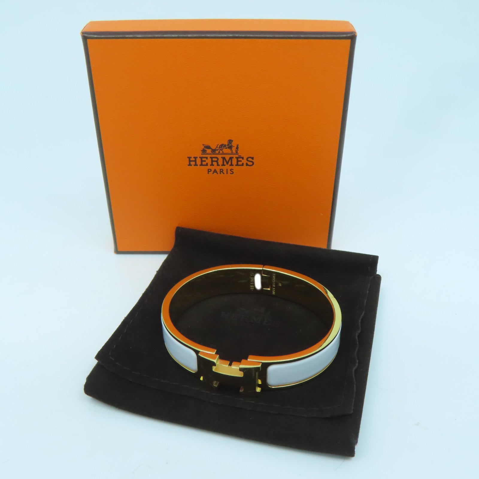HERMES 金屬Clic-Clac H Bracelet手鐲白色/金色
