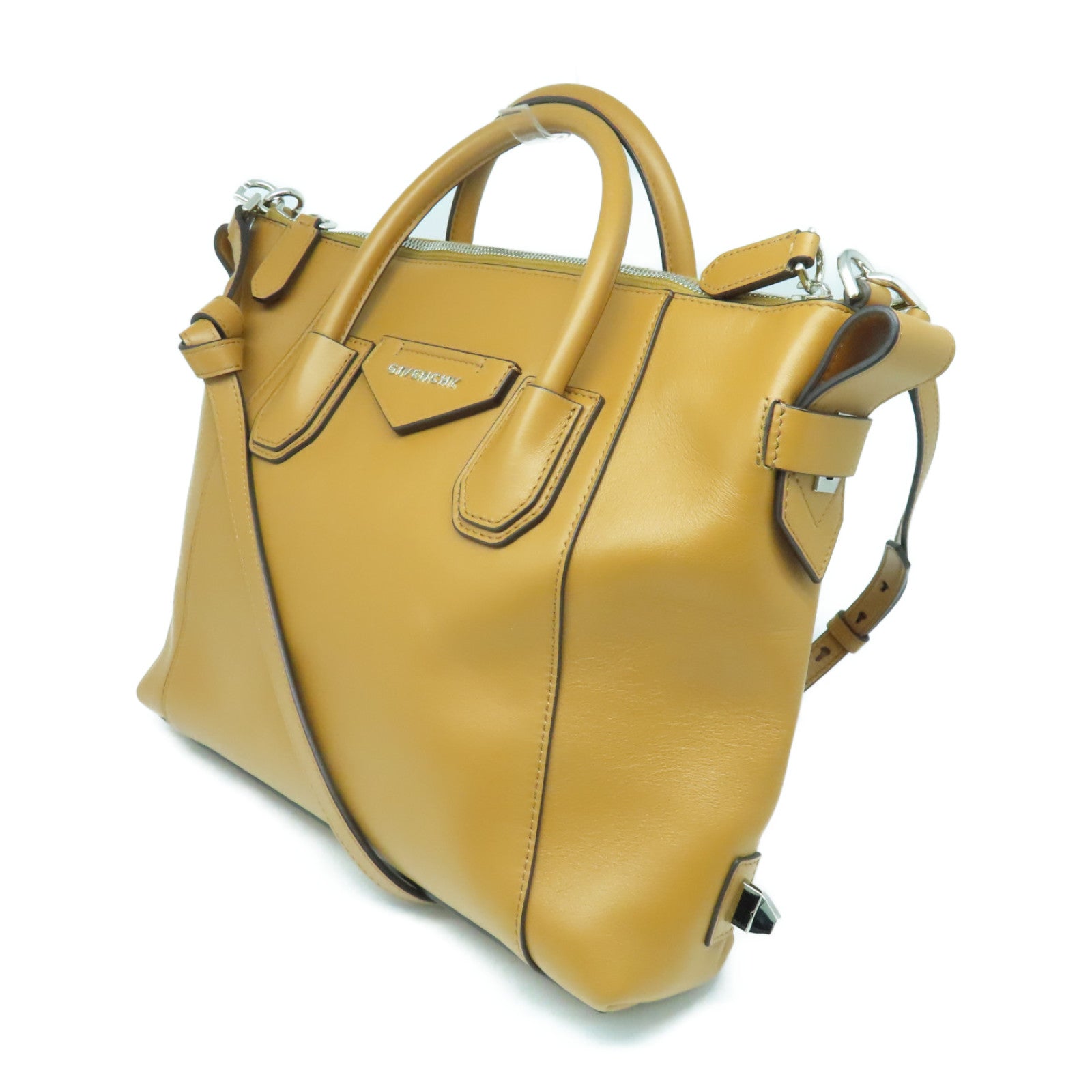 GIVENCHY 牛皮皮革2 Way Shoulder Bag银扣手挽肩背两用袋啡色