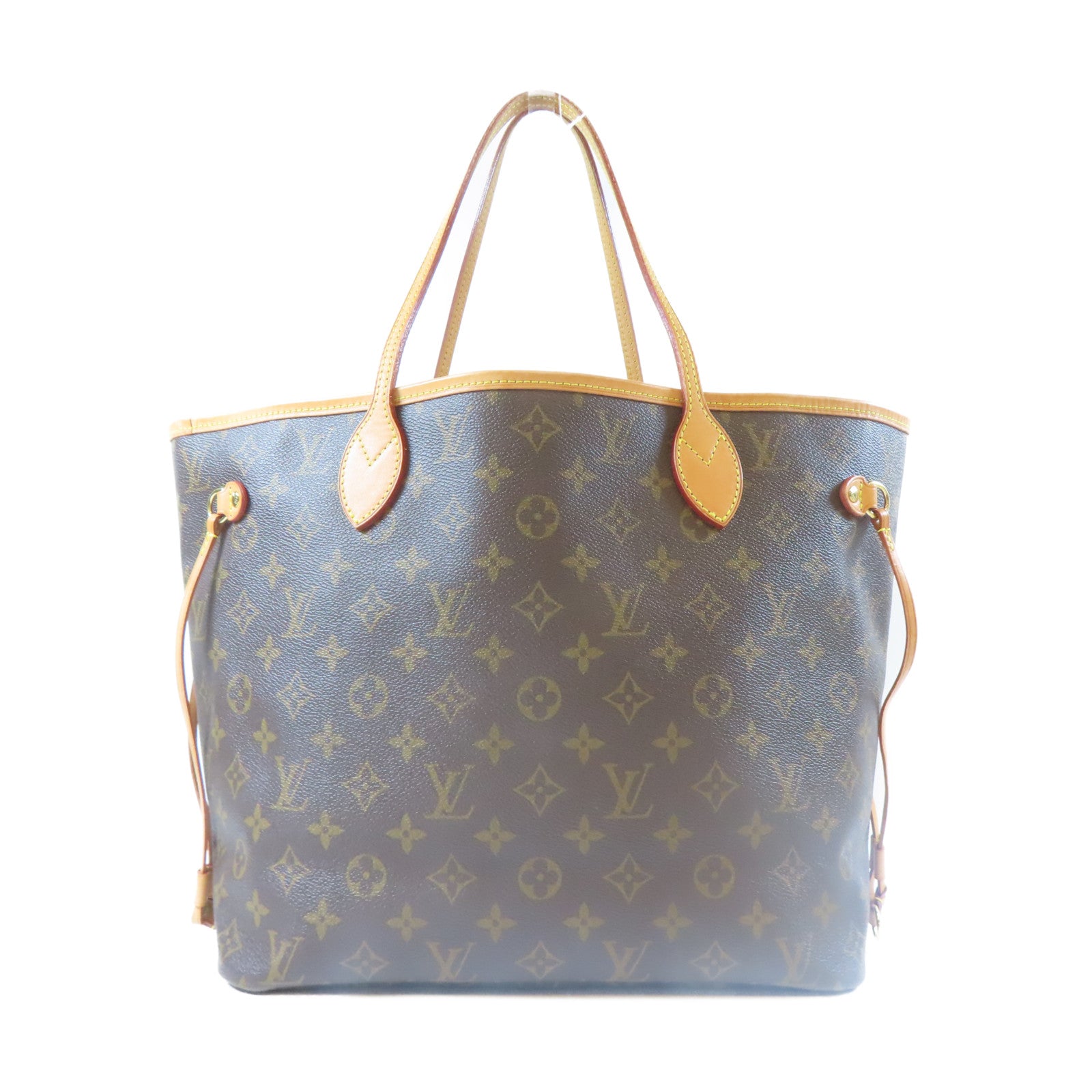 LOUIS VUITTON Monogram Neverfull MM金扣手挽袋啡色